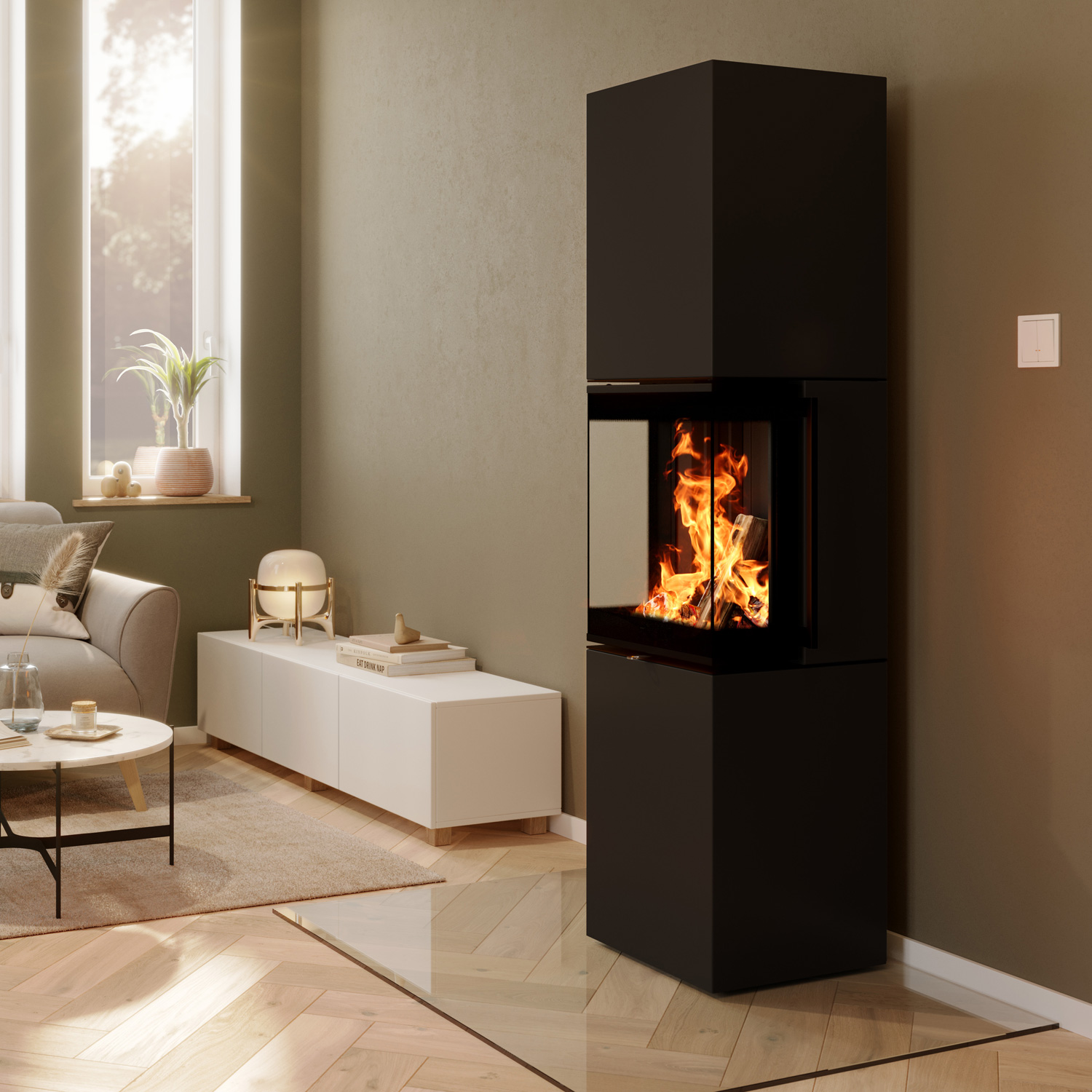 Spartherm Trico L steel RLU Kaminofen Nero