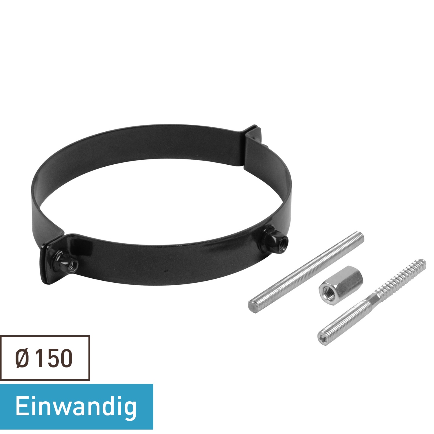 Raik Rauchrohr / Ofenrohr Emaille 150mm - Rohrschelle Schwarz