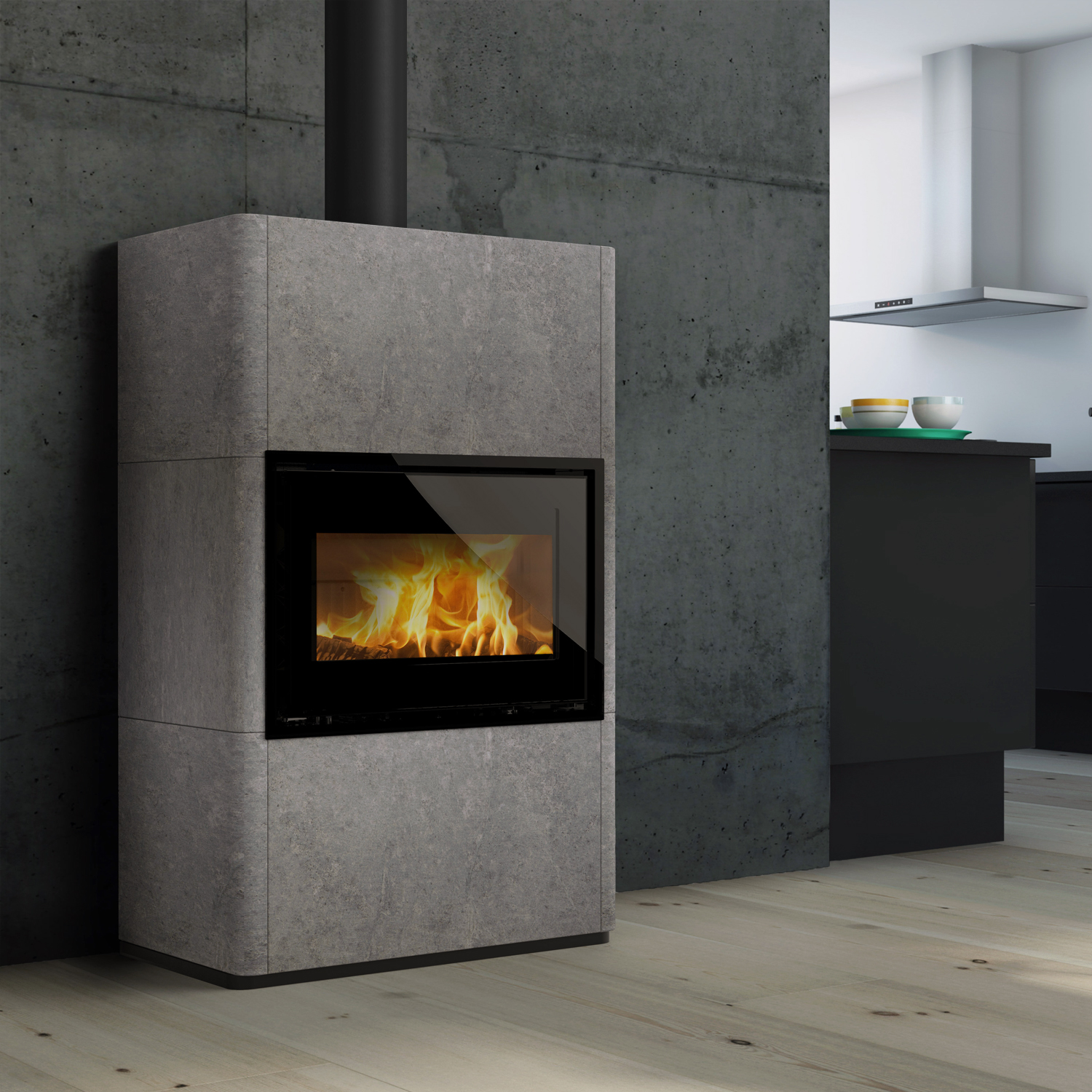 Lotus Beto 470M Kaminofen Magic Tür, Topplatte Schwarz