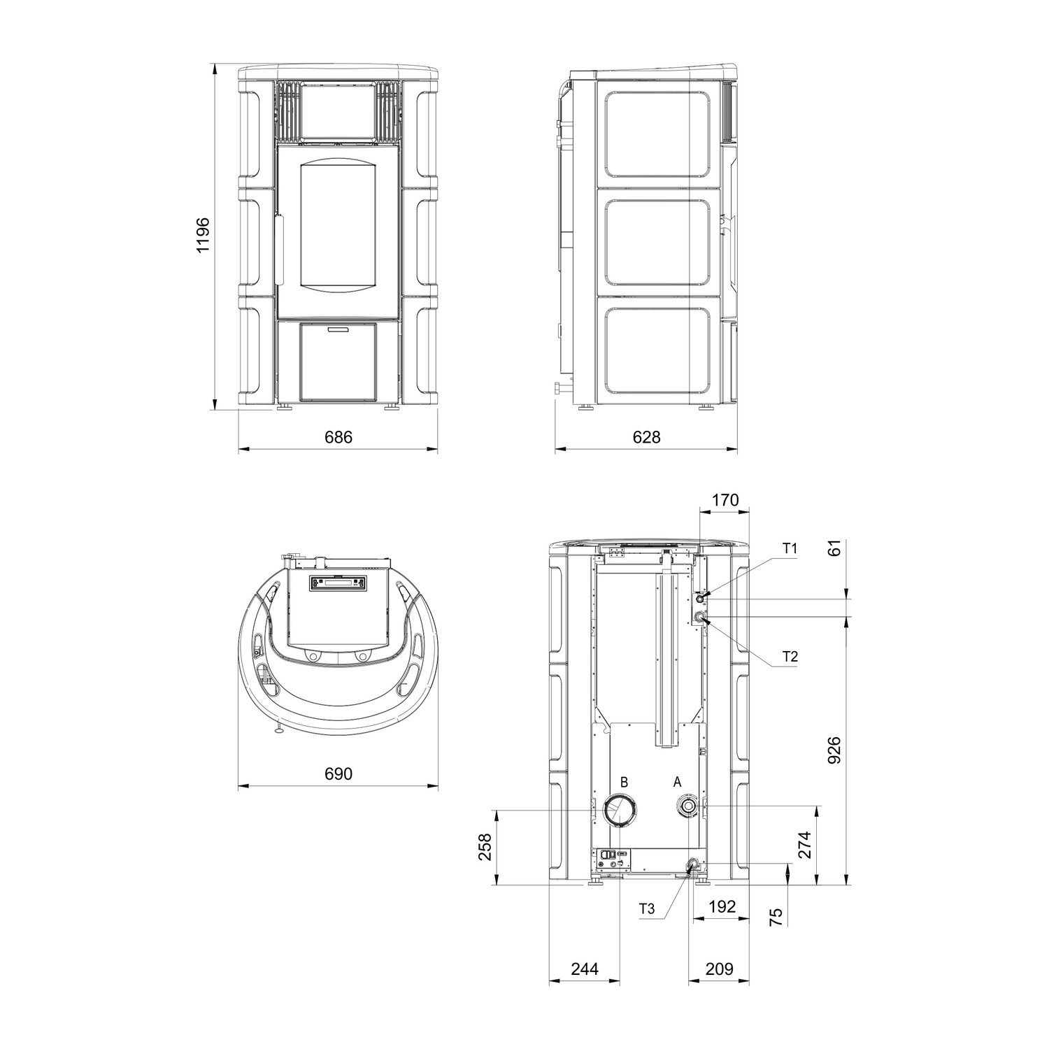 Extraflame ISIDE IDRO 5.0.16 - Pergament Beige wassergeführter Pelletofen