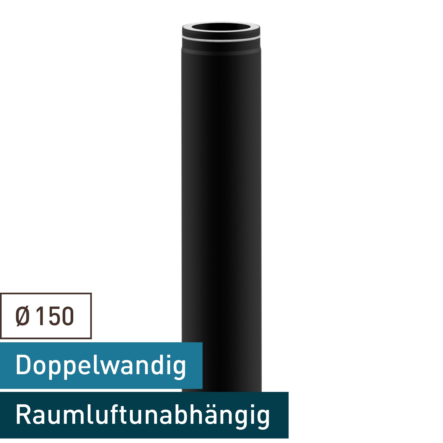 Raik Lifestyle DUO Längenelement 150mm schwarz L: 1000mm für Rauchrohr / Ofenrohr