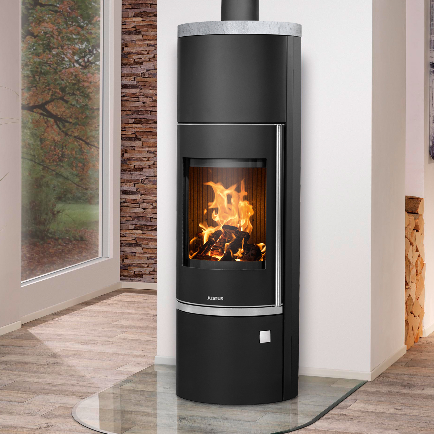 Justus Faro Aqua 2.0 Wasserführender Kaminofen Stahl Schwarz mit Speckstein-Abdeckplatte Justus Faro Aqua 2.0 Wasserführender Kaminofen Stahl Schwarz mit Speckstein-Abdeckplatte