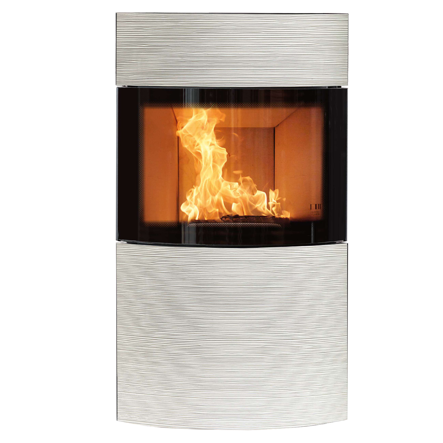 Austroflamm Fynn Xtra 2.0 Kaminofen Stahl schwarz / Keramik Rille Weiß