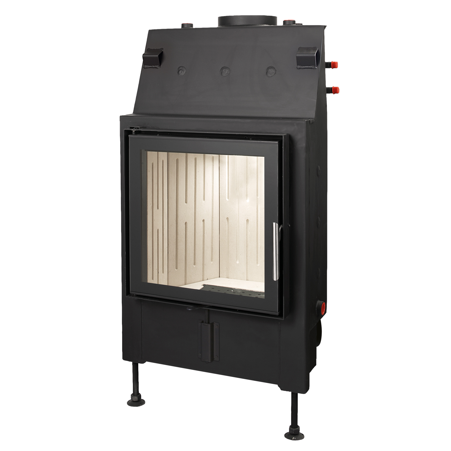Schmitzker No4 22kW wasserführender Kamineinsatz mit Glasrahmen - Komplett-Set mit Hygienespeicher SHS 900 + 1 SWT, inkl. Isolierung