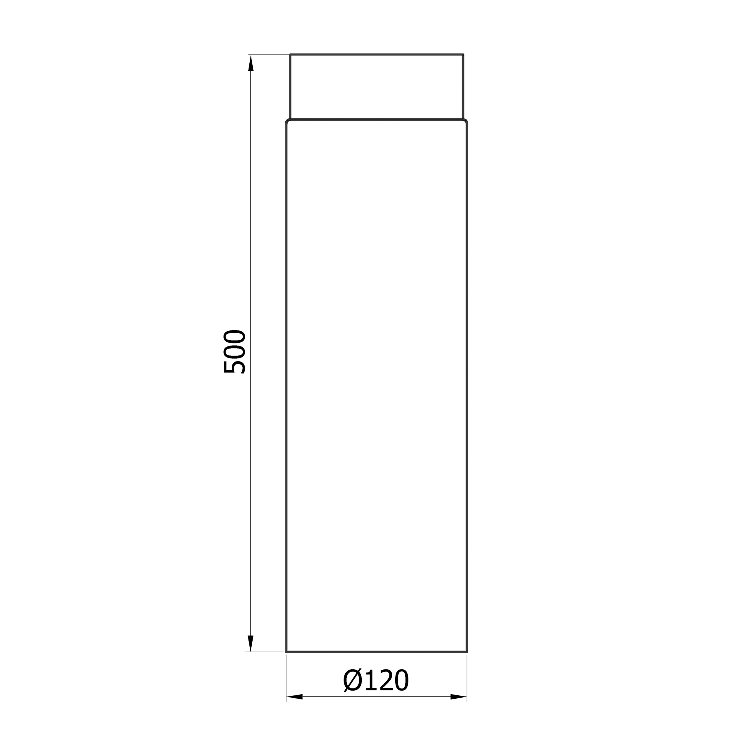 Raik Basic Längenelement 120mm schwarz Länge 500mm für Rauchrohr / Ofenrohr