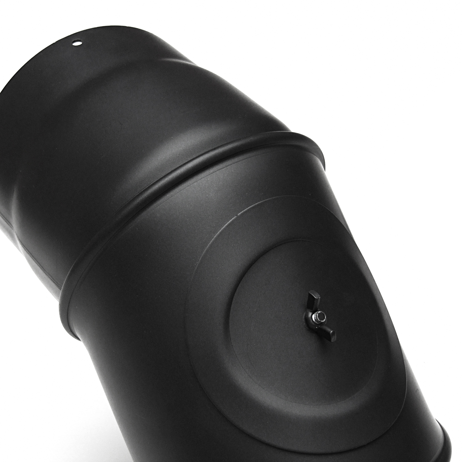 Raik Basic Rauchrohrbogen 180mm schwarz 0–90° mit Tür für Rauchrohr / Ofenrohr