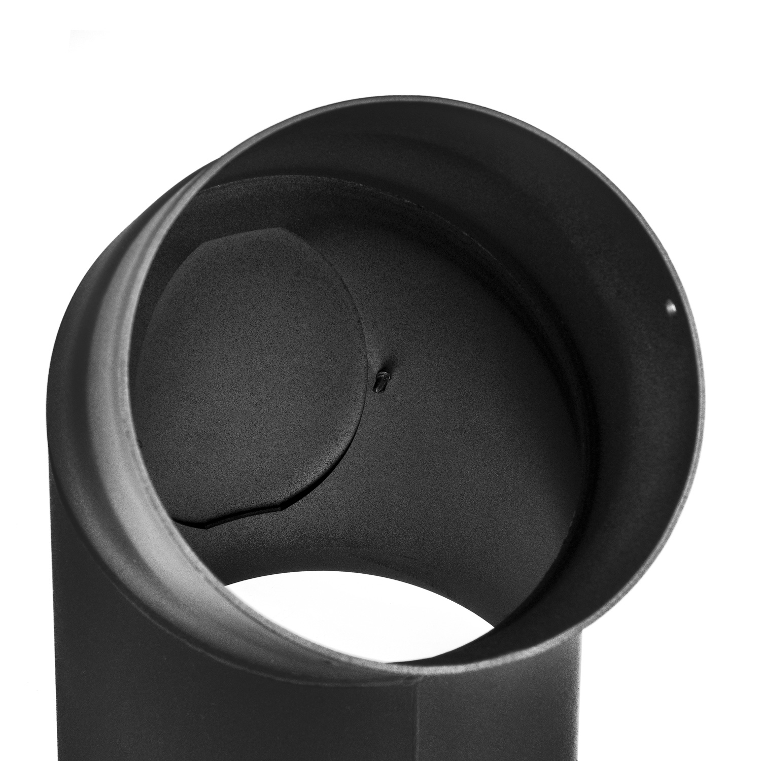 Raik Basic Rauchrohrbogen 130mm schwarz 45° mit Tür –R für Rauchrohr / Ofenrohr