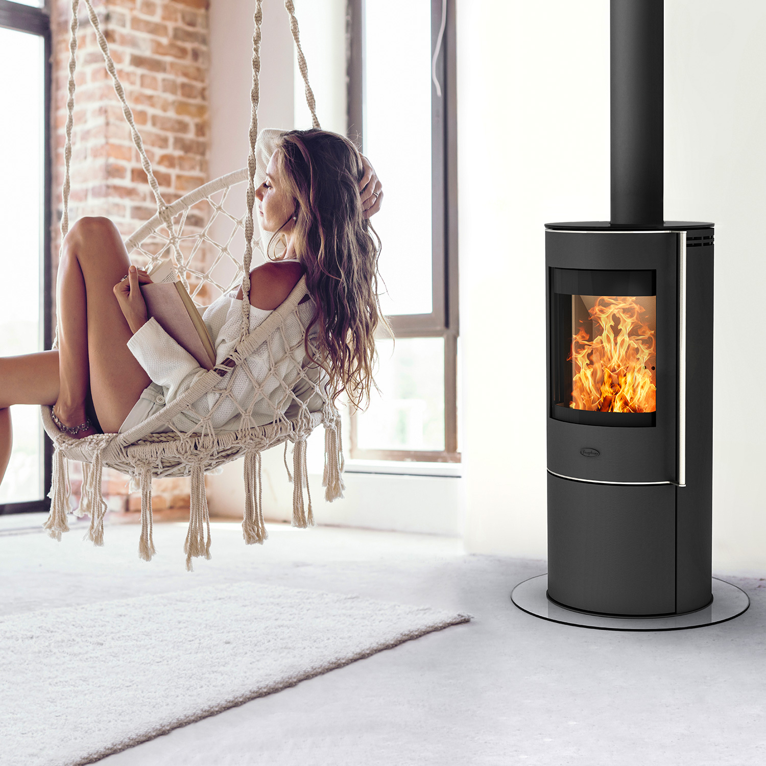 Fireplace Elite Toronto Kaminofen Stahl Schwarz mit Abdeckplatte Glas + 1 m³ Kaminholz gratis