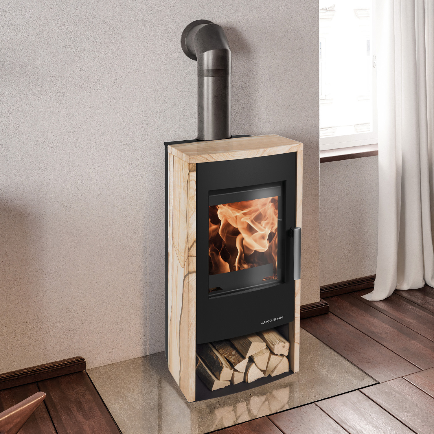 Haas+Sohn RUBUS-ST easy Kaminofen Woodstone tief-schwarz