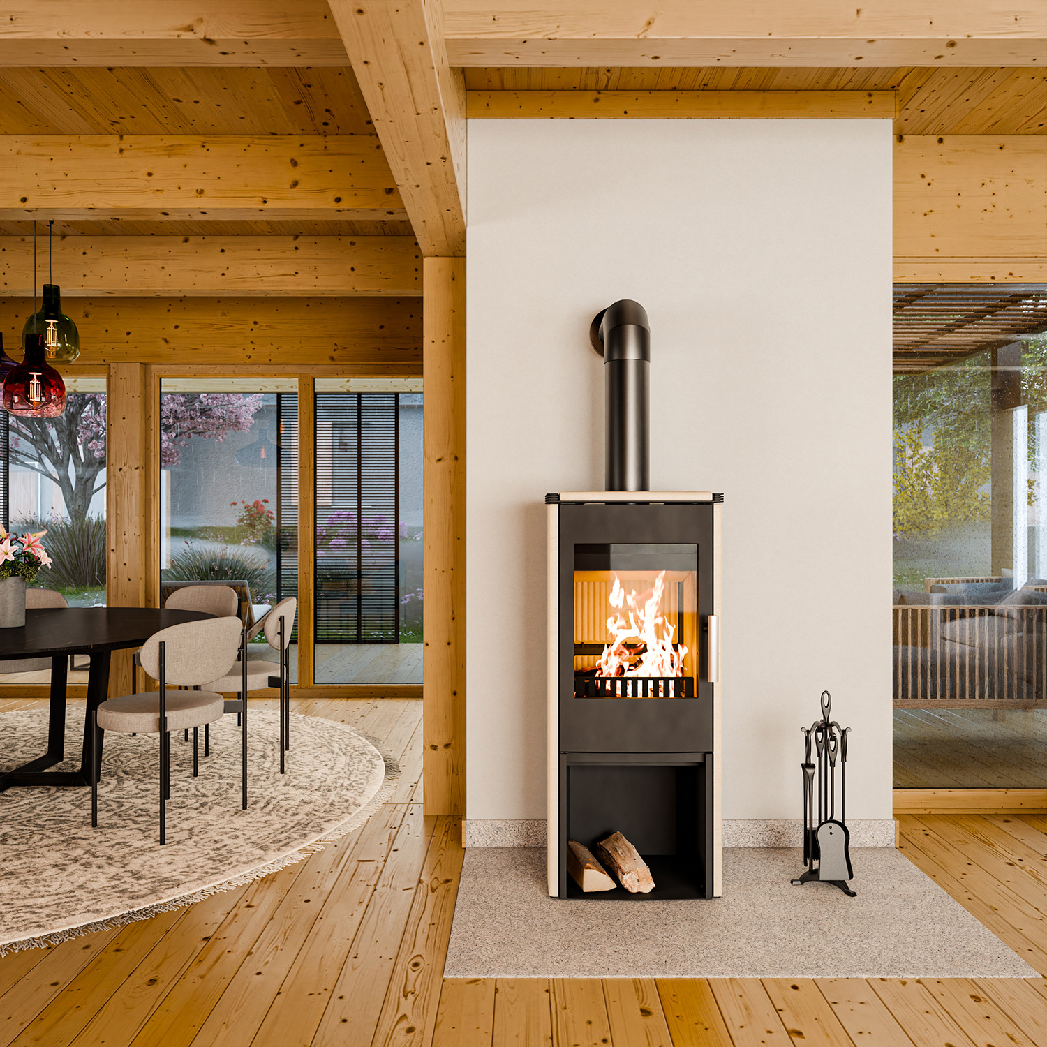 Haas+Sohn Montegrotto III Kaminofen Schwarz / Whiterock Haas+Sohn Montegrotto III Kaminofen Schwarz / Whiterock