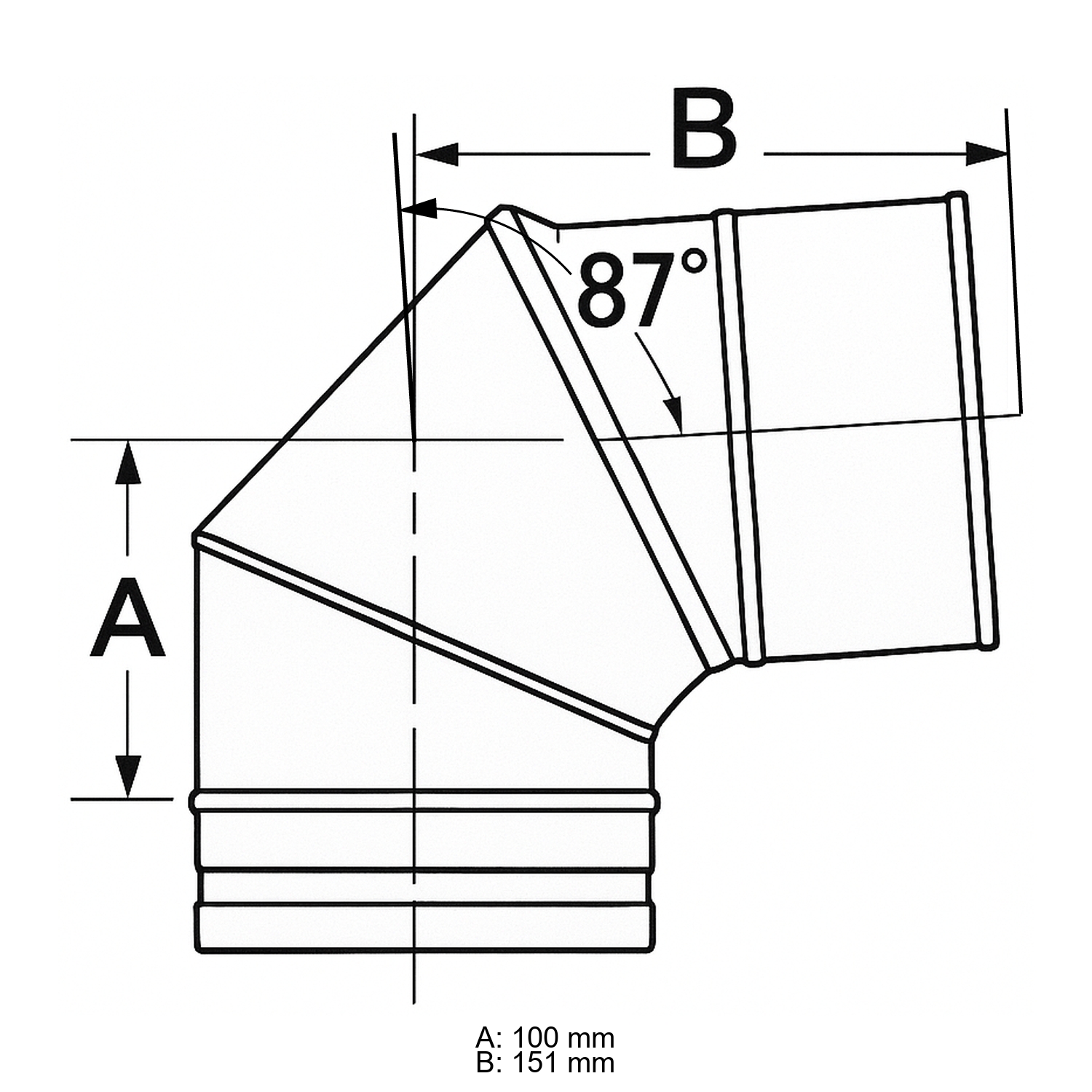 Schiedel PRIMA PLUS Bogen 87° Ø113 mm einwandig matt