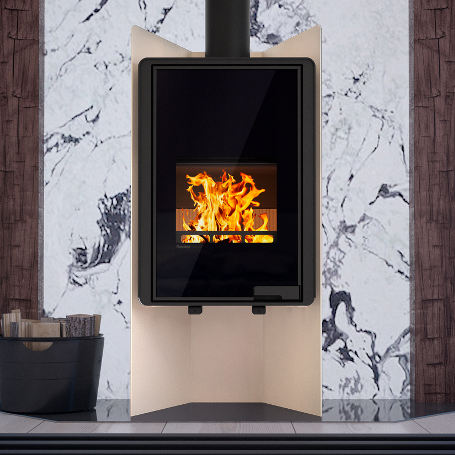 HS Flamingo Deluxe Pulau Kaminofen Creme