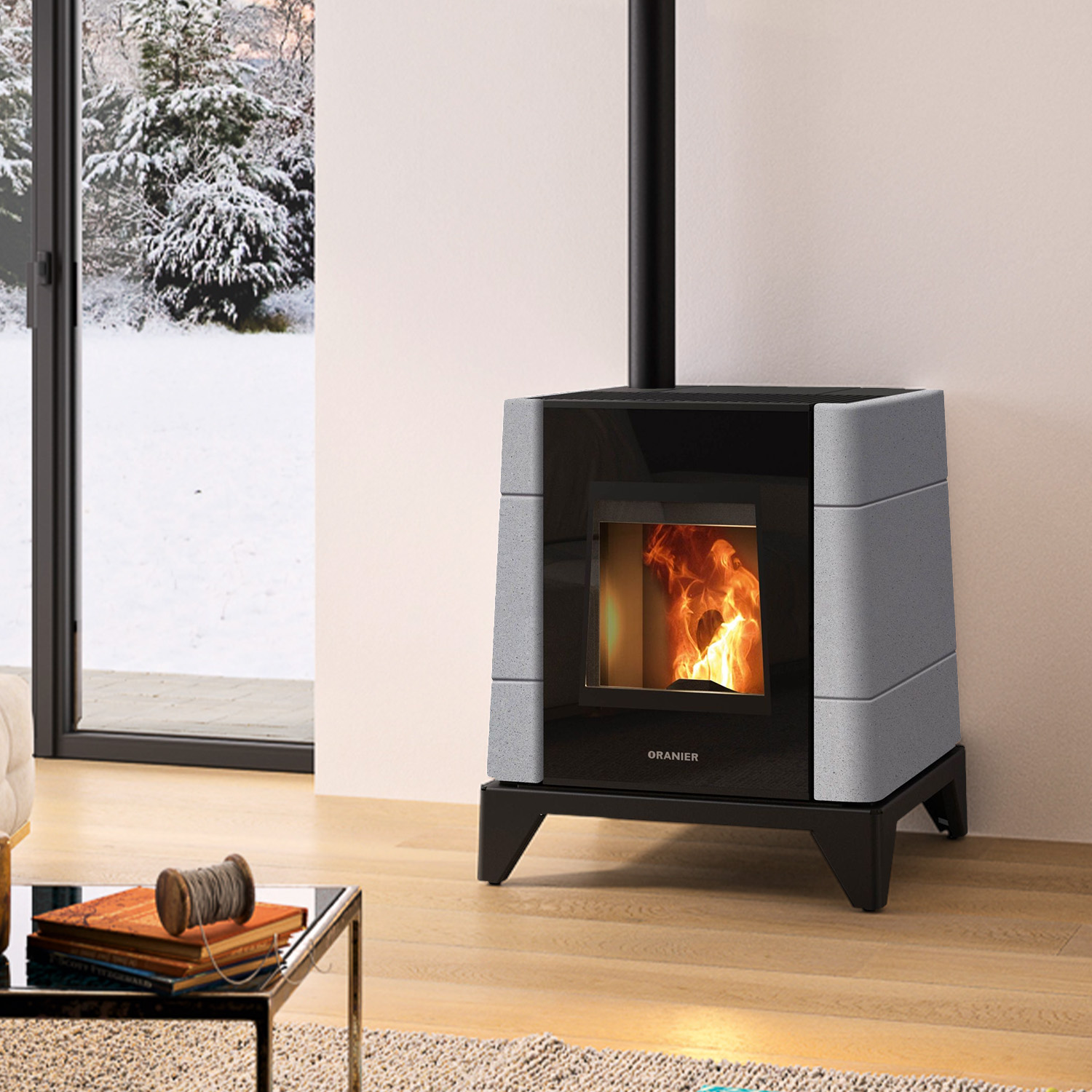 Oranier Pio Pelletofen conStone Beton