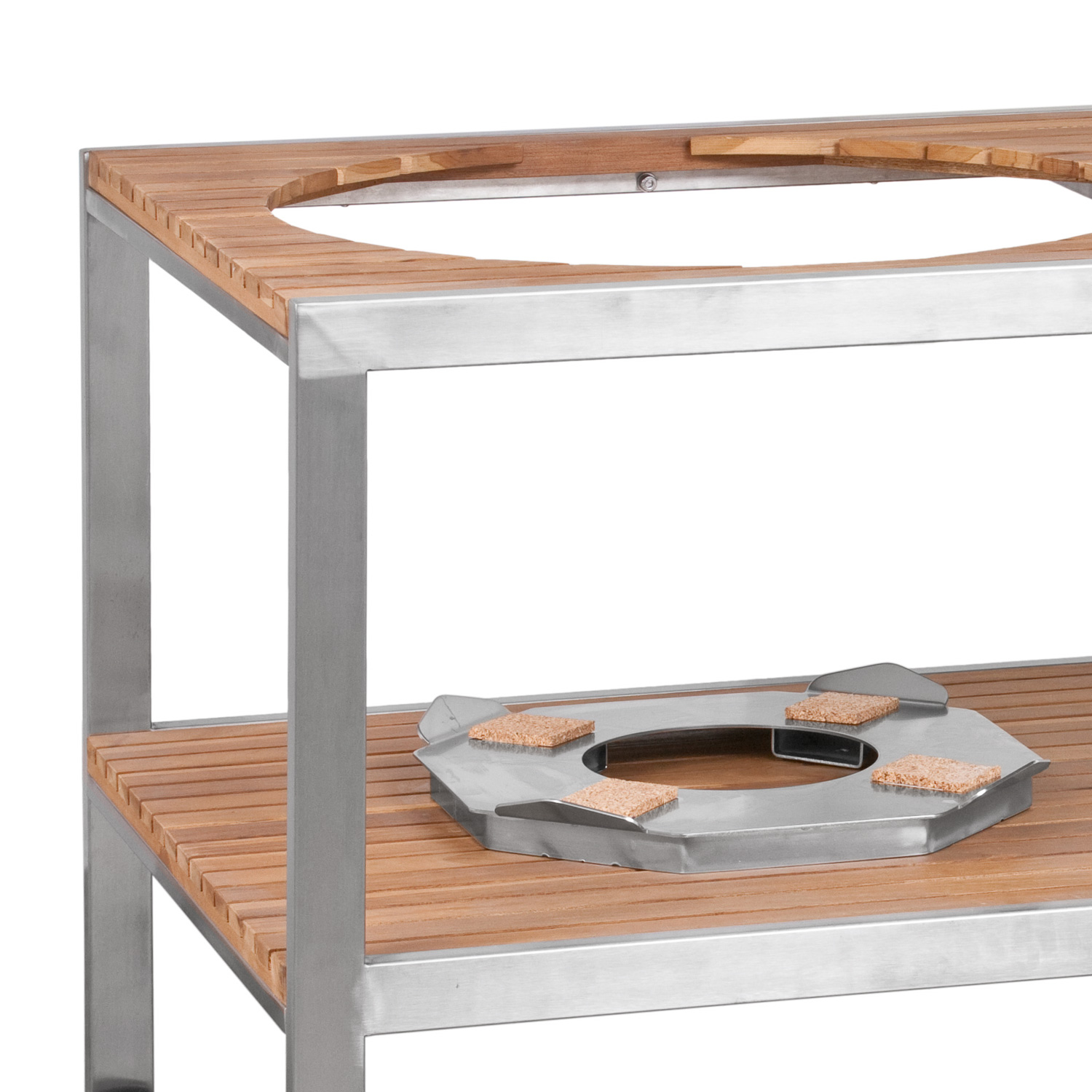 Monolith Le Chef Tisch aus Edelstahl & Teak
