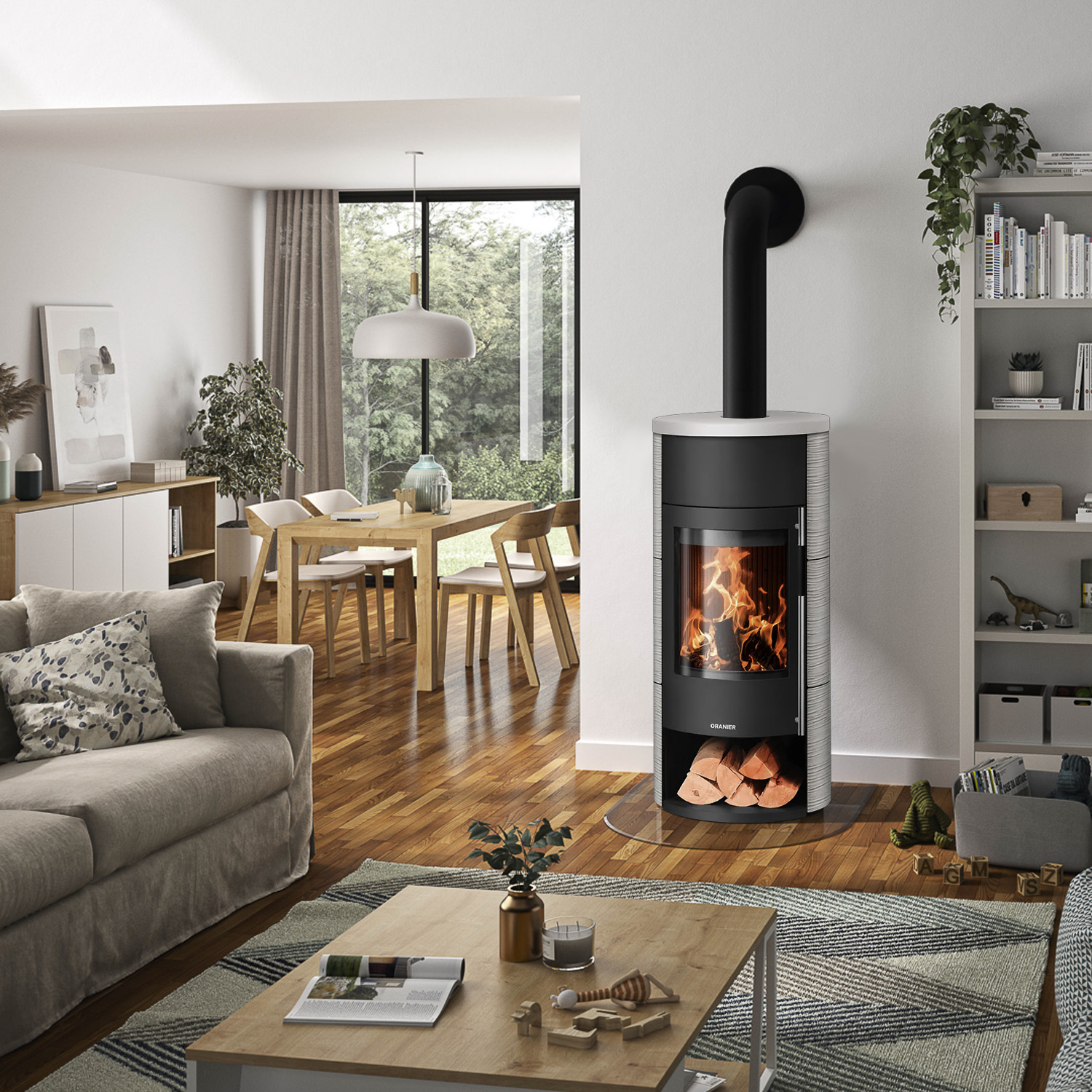 Oranier Polar Neo W+ Kaminofen Keramik Seidenweiß