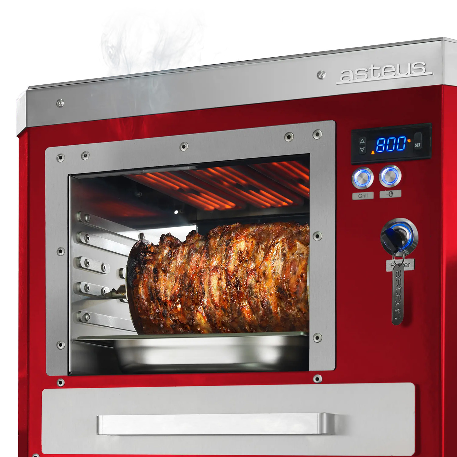Asteus Tarso 800° Lifestyle Elektrogrill rot emailliert