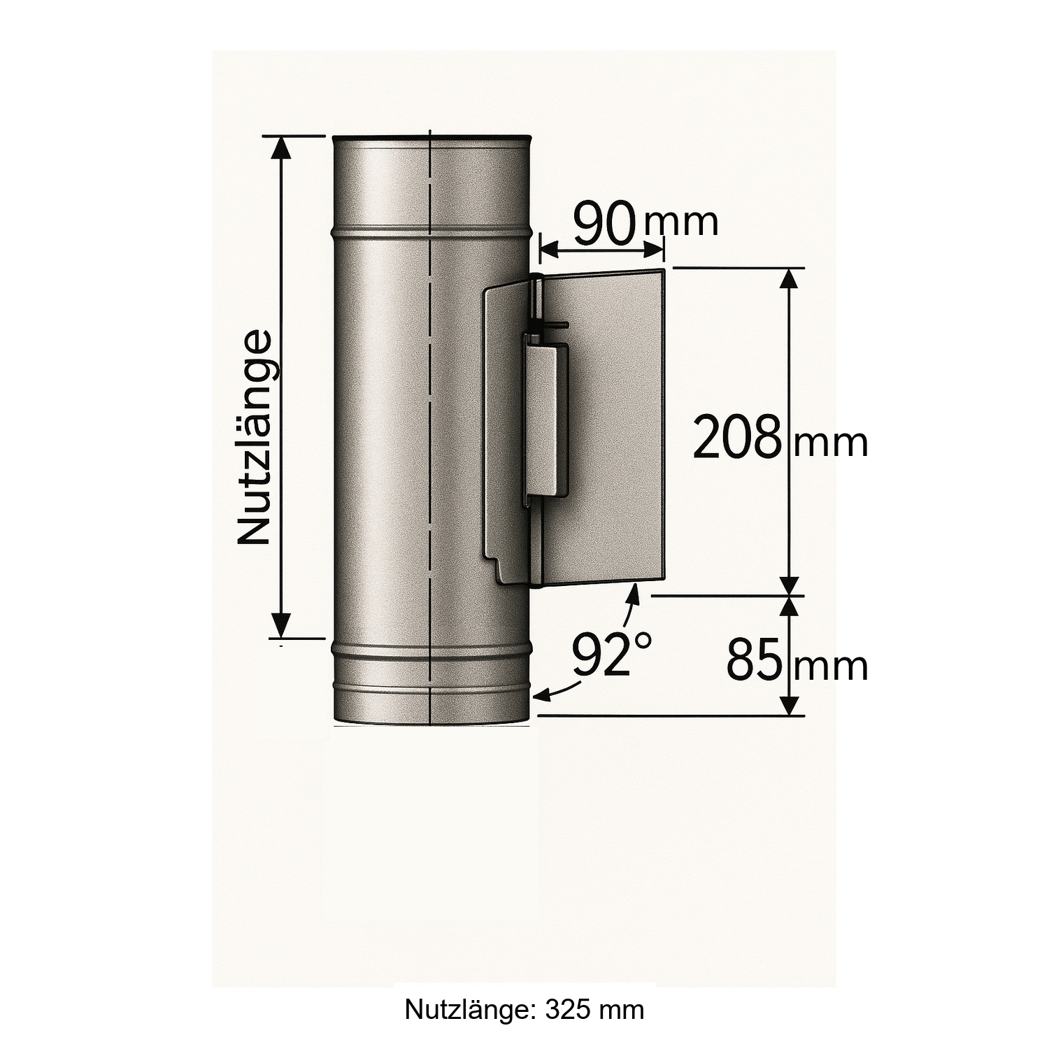 Schiedel PRIMA PLUS Putztüranschluss eckig Ø150 mm mit Kondensatsperre einwandig matt