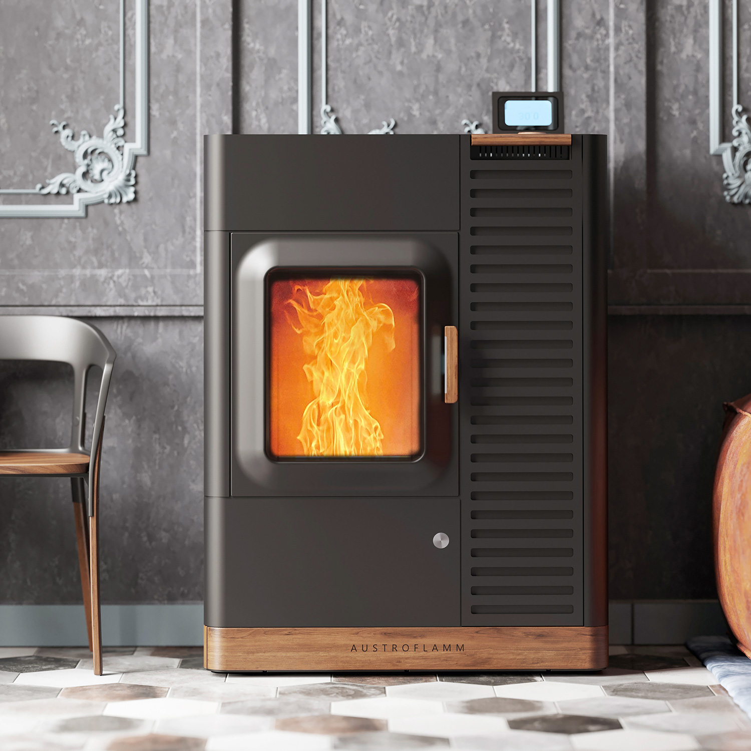 Austroflamm Mo Duo 3.0 Kombiofen Stahl gussgrau