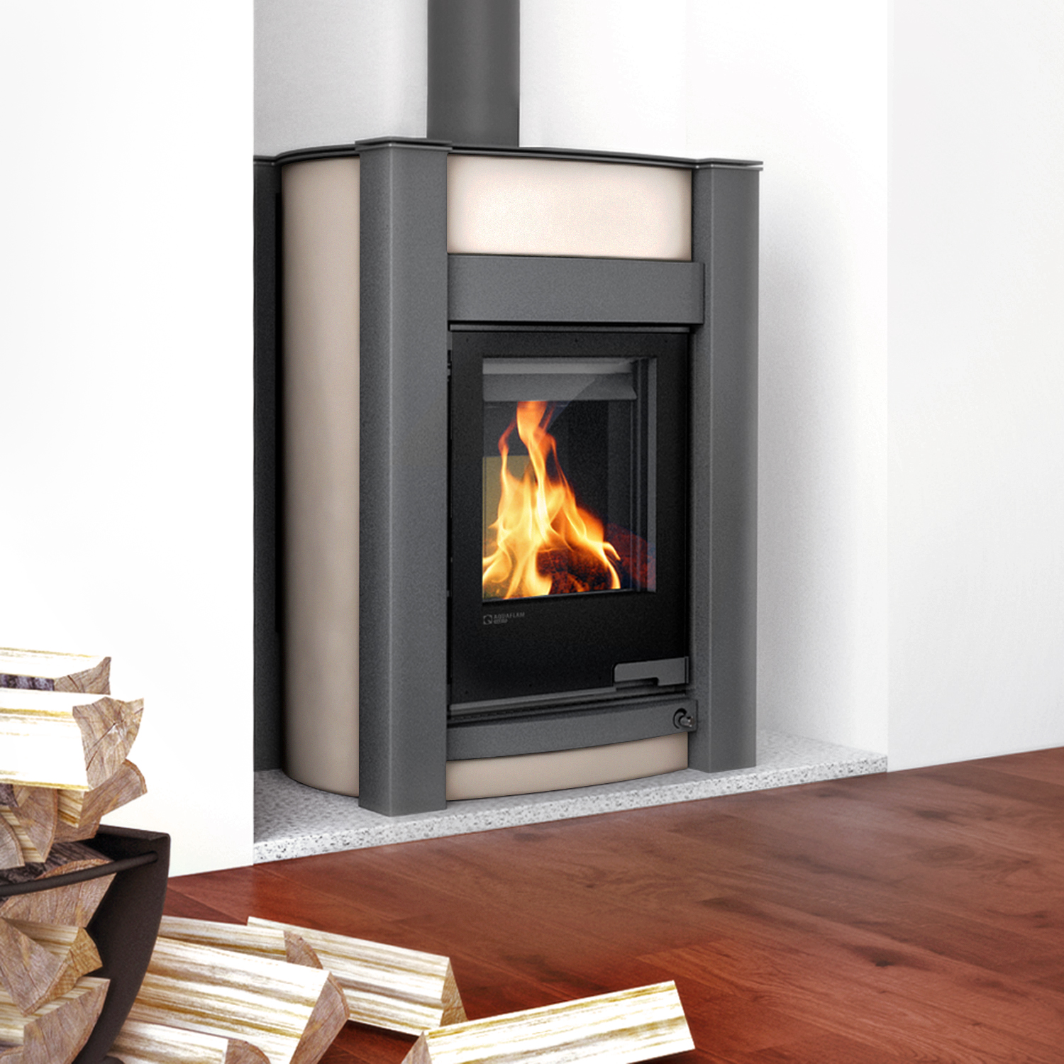 Aquaflam Vario Kalmar Manual Wasserführender Kaminofen Creme 11/7 kW Aquaflam Vario Kalmar Manual Wasserführender Kaminofen Creme 11/7 kW