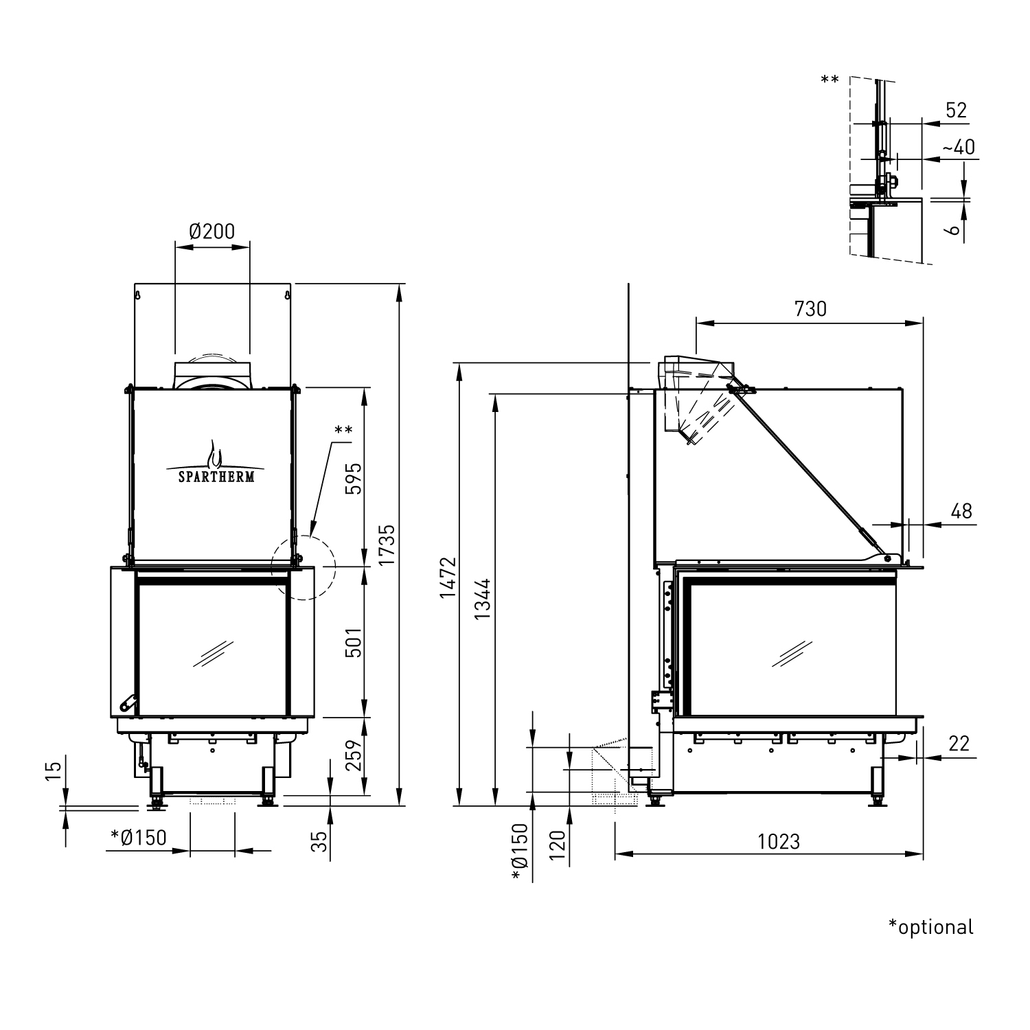 Spartherm Premium Arte U-70h-4S Kamineinsatz RRA Ø 200 mm Spartherm Premium Arte U-70h-4S Kamineinsatz RRA Ø 200 mm
