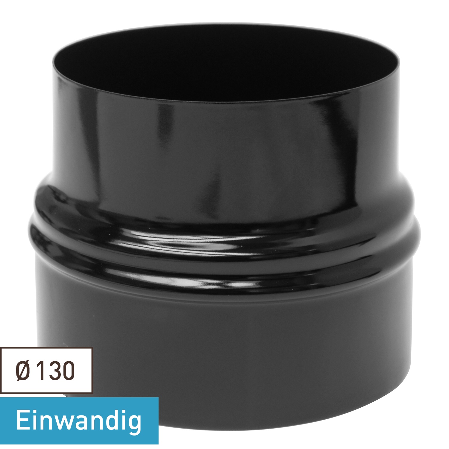 Raik Rauchrohr / Ofenrohr Emaille Erweiterung 130mm - 150mm Schwarz