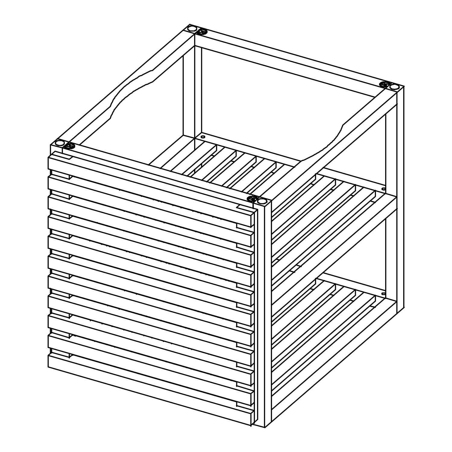 OFYR Holzeinsatz für Sockel PRO Teakholz klein mit Tür OFYR Holzeinsatz für Sockel PRO Teakholz klein mit Tür