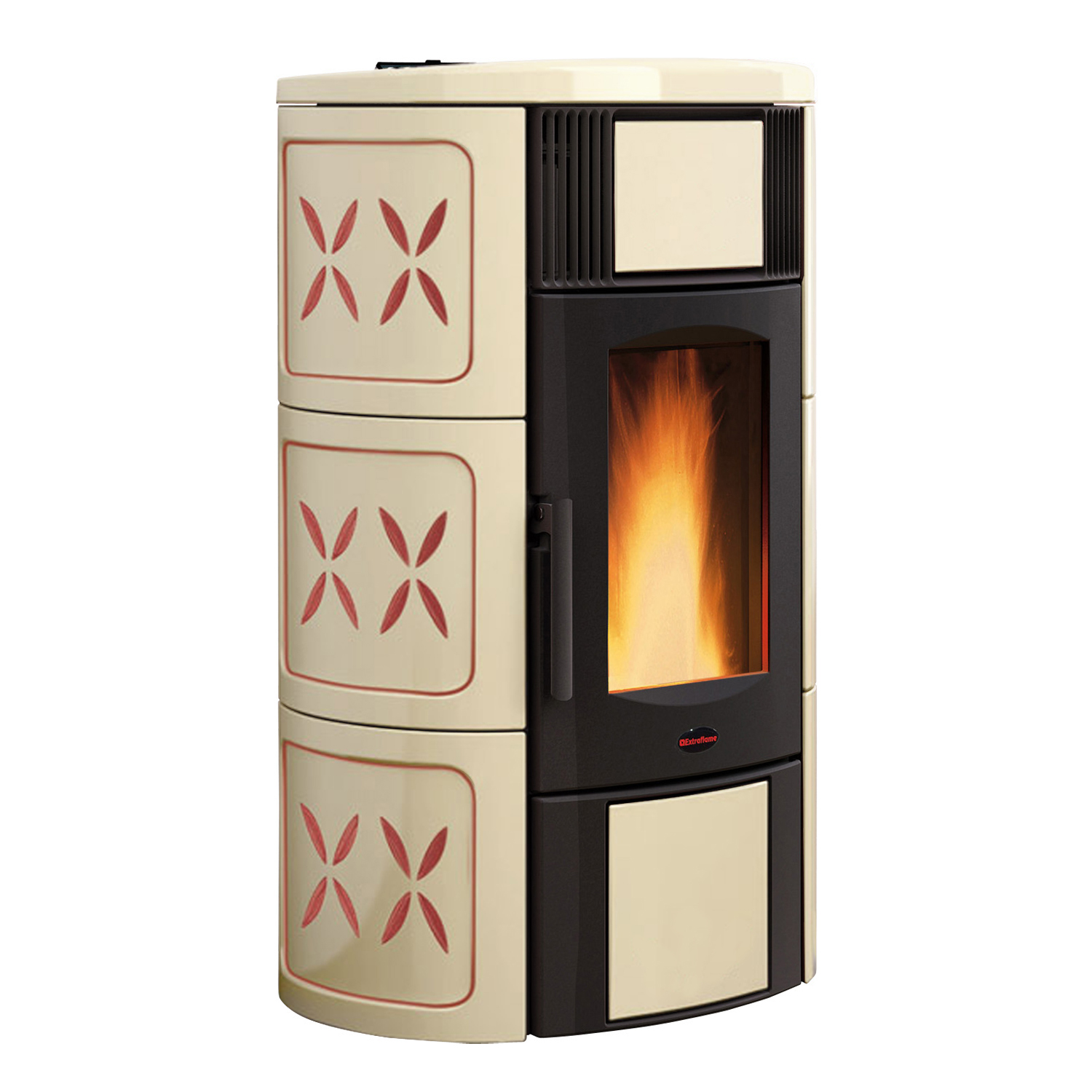Extraflame ISIDE IDRO 5.0.16 wasserführender Pelletofen Pergament Amethyst - THKE 600 Kombi-Speicher montiert silber 1x WT -Heizungsausdehnungsgefäß 80 L