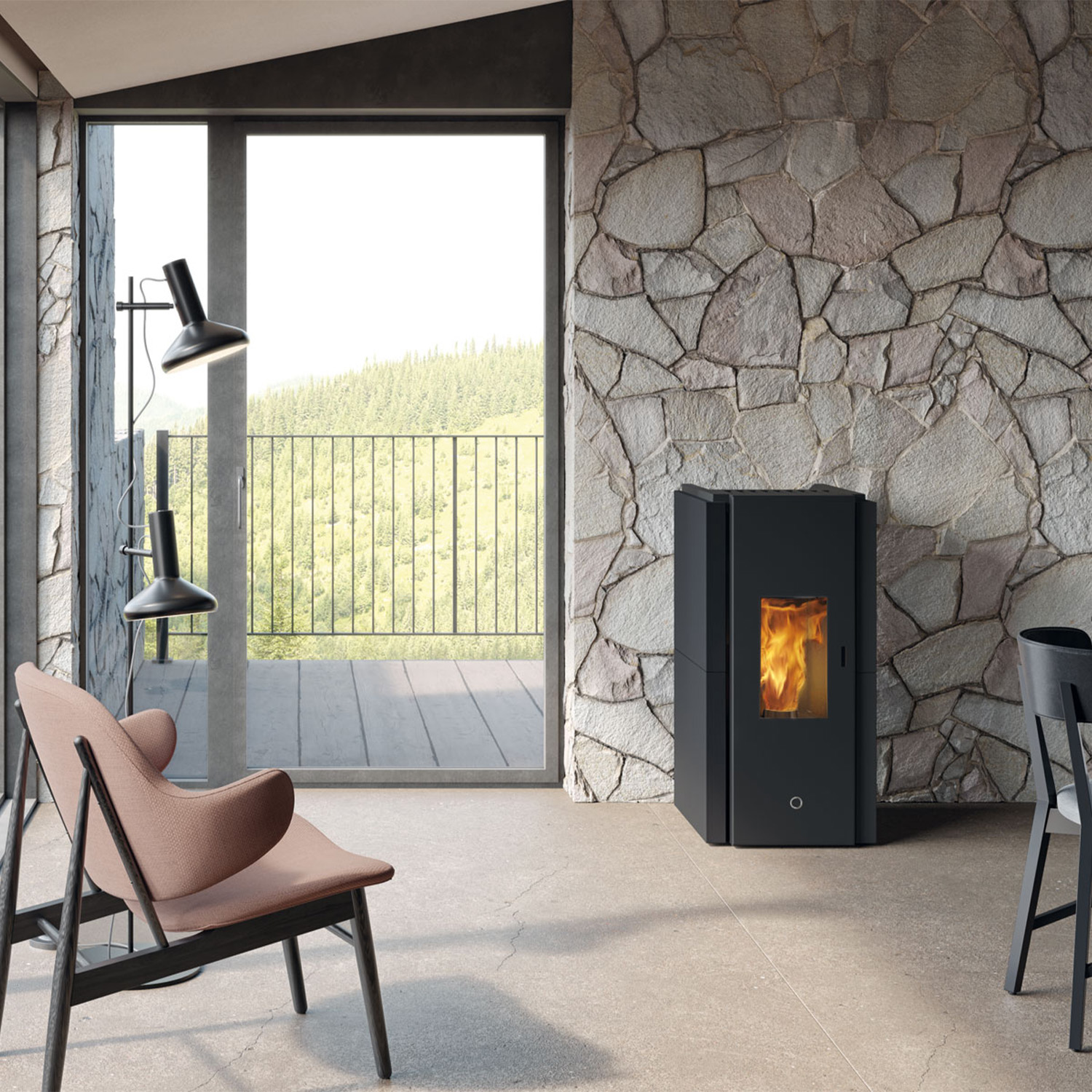 EK63 Zone 80 Evo Pelletofen Stahl Mattschwarz