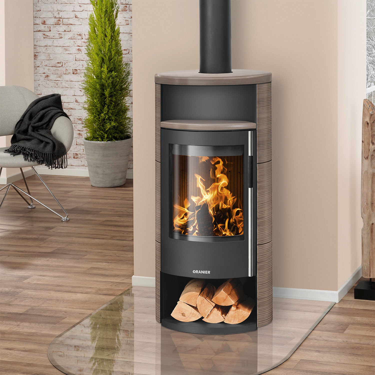 Oranier Polar Neo 6 Kaminofen Stahl Schwarz / Keramik Grappa, DIBt