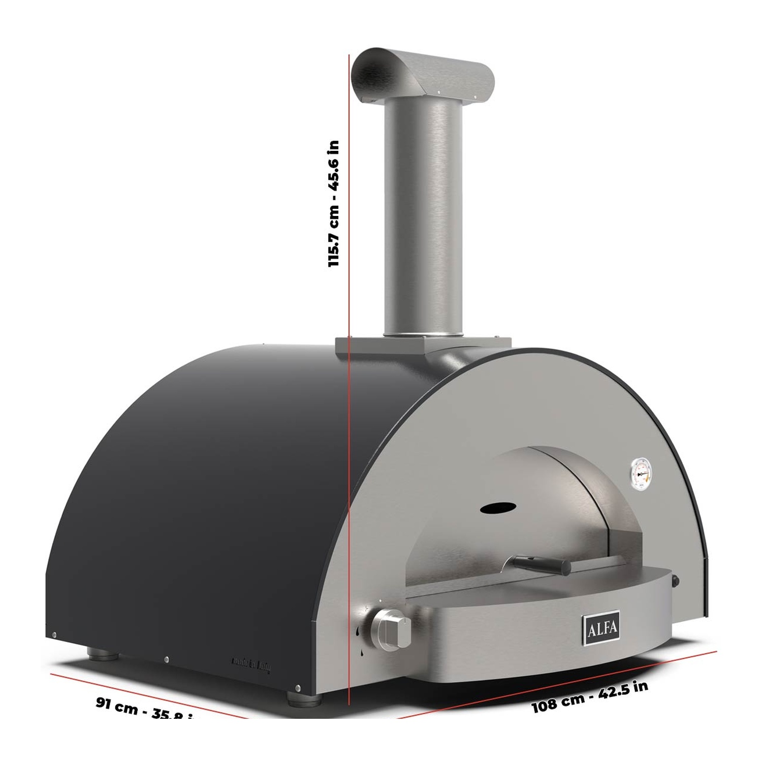 Alfa Classico 4 Pizze Gas-Pizzaofen schiefergrau 50 mBar