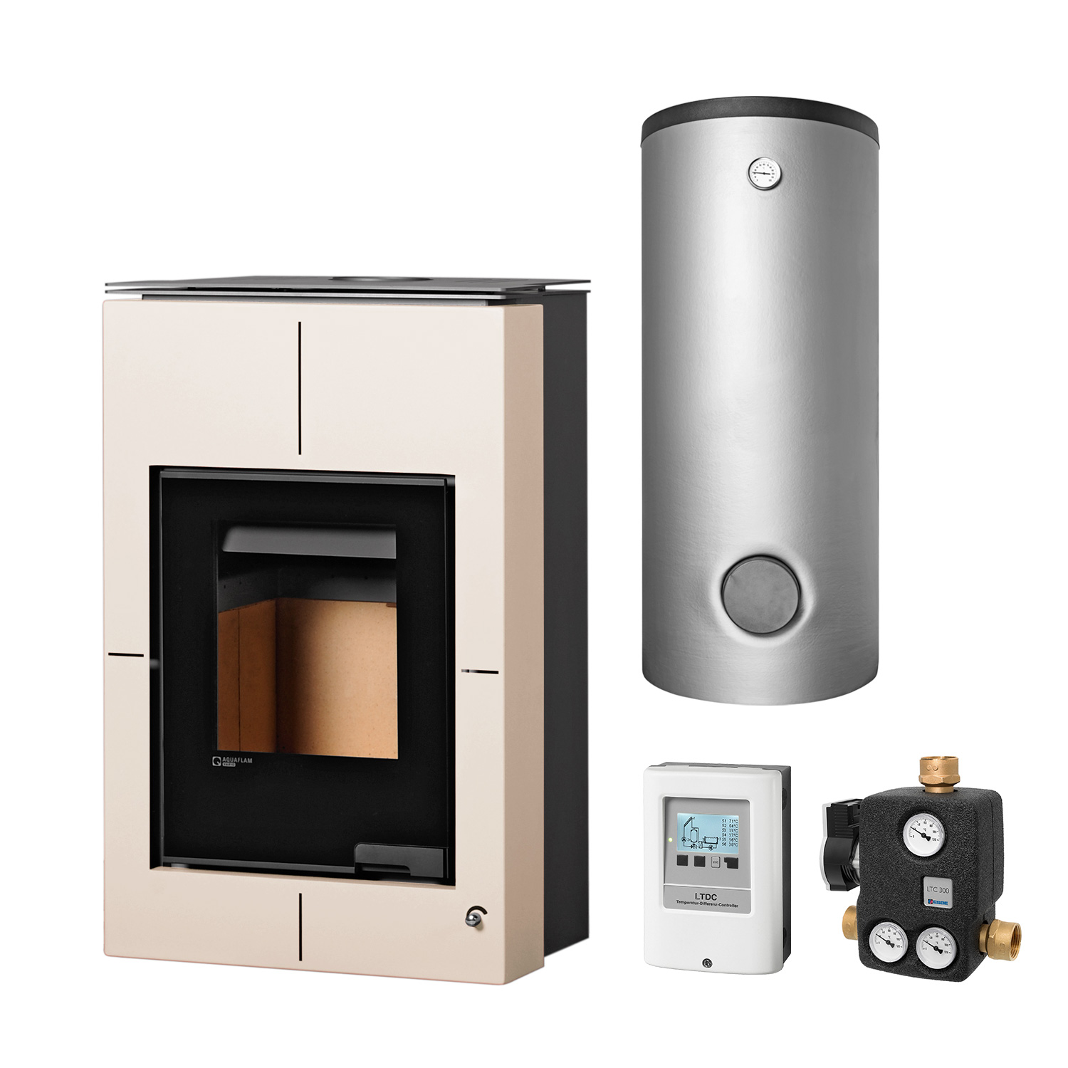 Aquaflam Vario Saporo 11 kW Basic Creme Set + Pufferspeicher TPSM 500 Aquaflam Vario Saporo 11 kW Basic Creme Set + Pufferspeicher TPSM 500