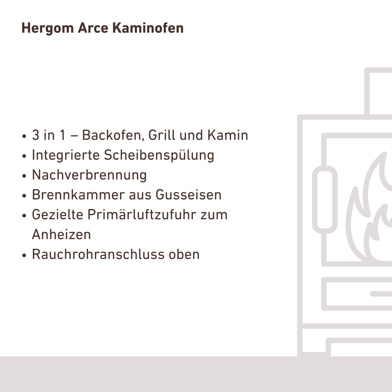 Hergom Arce Kaminofen Stahl Schwarz mit Backfach