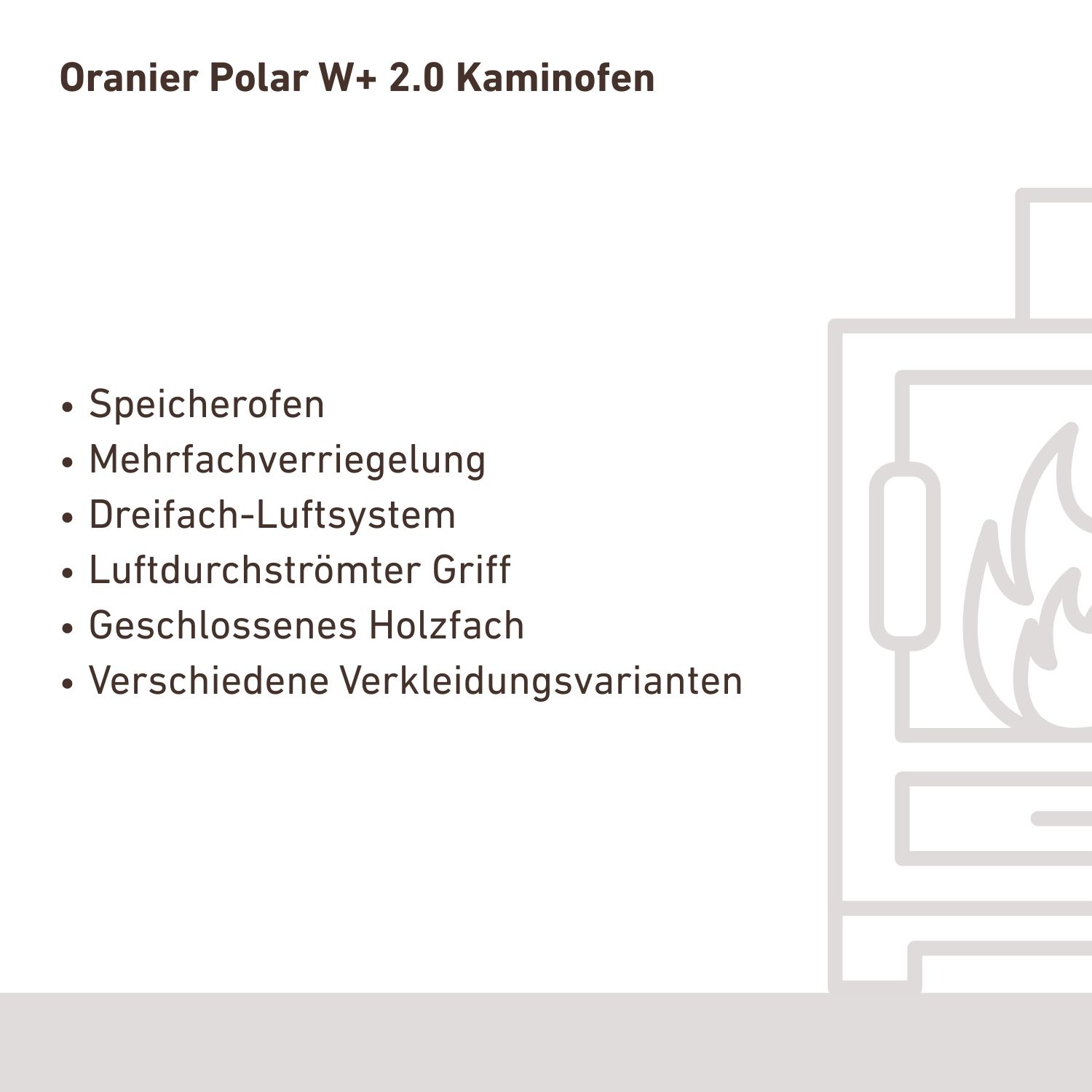 Oranier Polar W+ 2.0 Kaminofen Stahl Schwarz / Speckstein