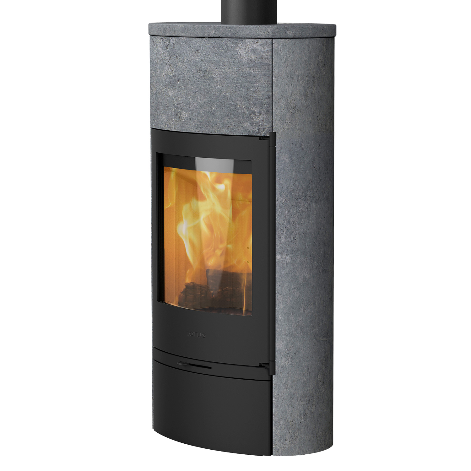 Lotus Jubilee 35 M Kaminofen Schwarz / Speckstein, inkl. PowerStones, RR hinten od. RR oben