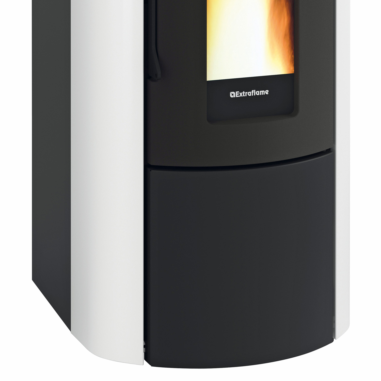 Extraflame COSTANZA IDRO 16 wasserführender Pelletofen weiß - SH 550 Hygiene-Schichtenkombispeicher montiert silber -Heizungsausdehnungsgefäß 80 L