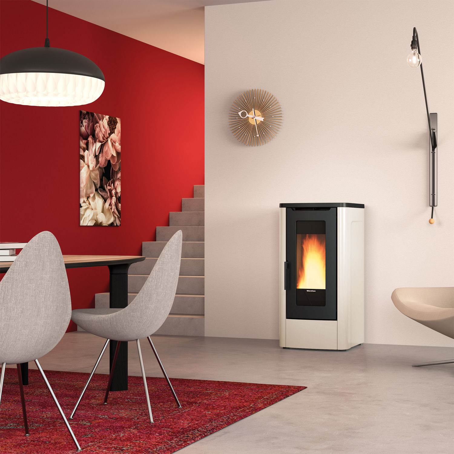 Extraflame Dahiana Plus VFS Pelletofen Stahl Elfenbein