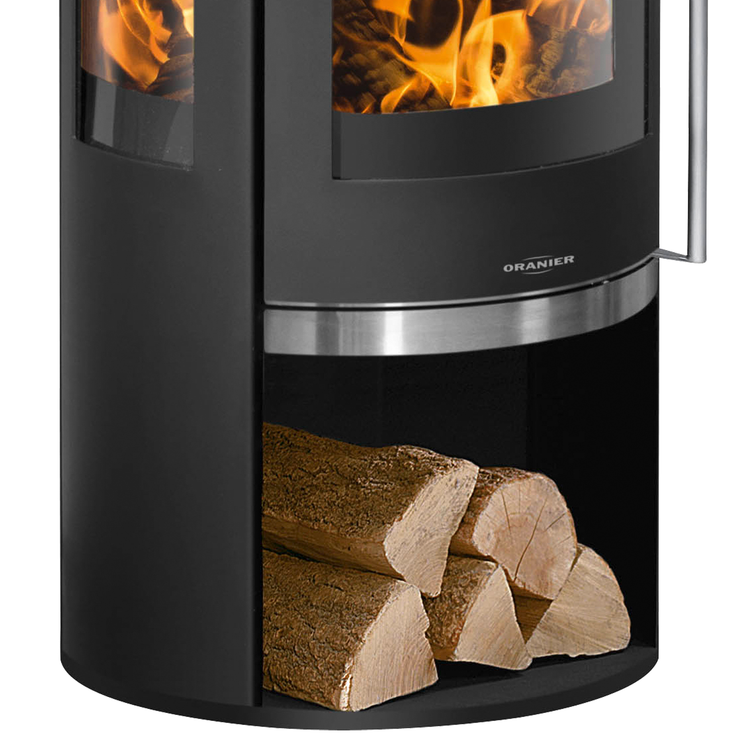 Oranier Rota TRE 2.0 Kaminofen Stahl Schwarz mit Keramik-Abdeckplatte Bordeauxrot