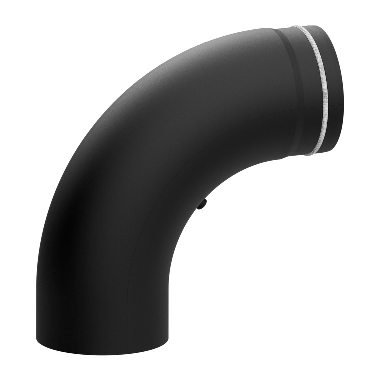 Raik Lifestyle Bogen Durchmesser 150/90° 2,00mm eingezogen glatt mit eingelegter Tür mit Dichtung schwarz für Rauchrohr/ Ofenrohr