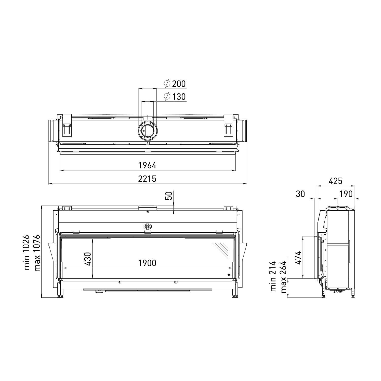 Spartherm DRU Metro 200XT RCH Gas-Kamineinsatz Ceraglas schwarz G20