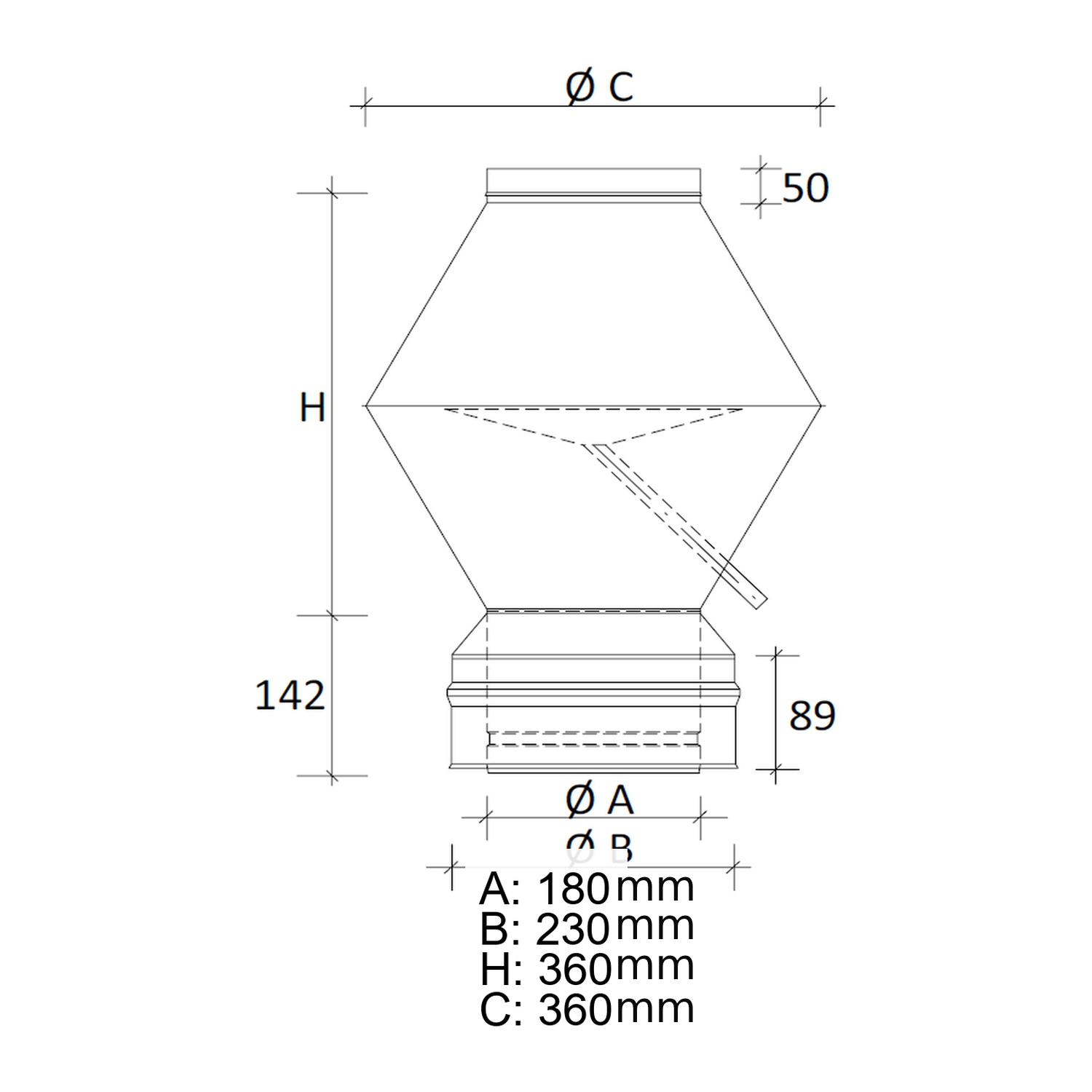 Schiedel ICS Deflektorhaube Ø180 mm doppelwandig glänzend