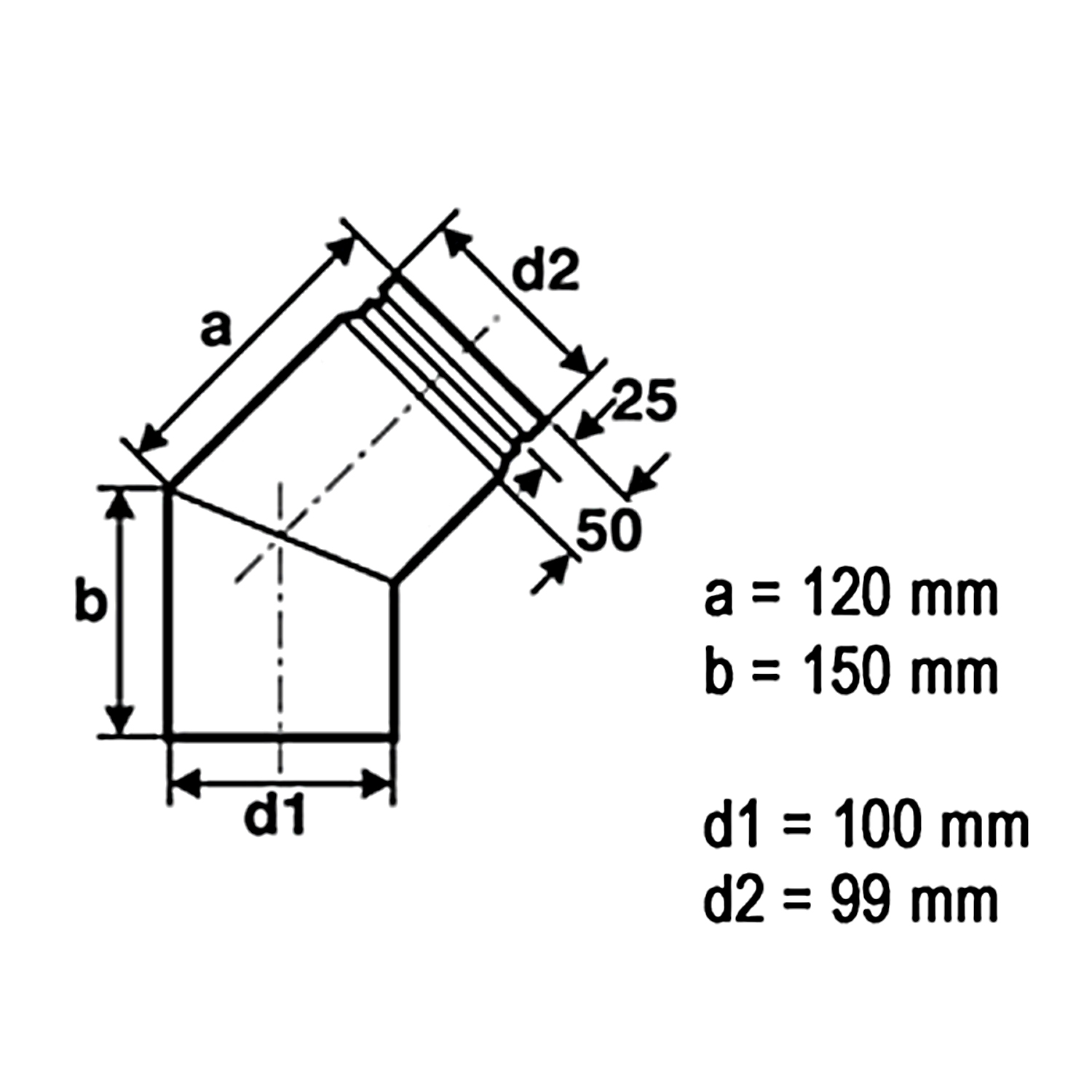 Raik Pelletrohr / Ofenrohr 100mm - 45° Bogen schwarz