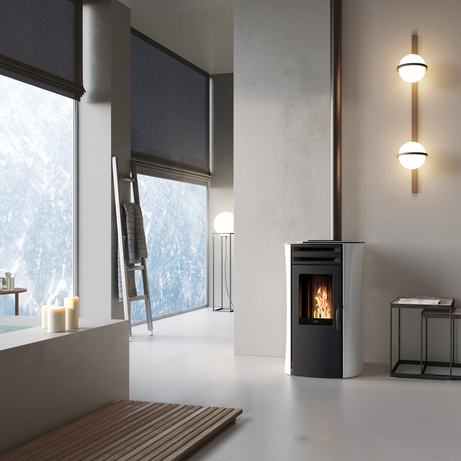 Edilkamin Dania Air Tight Plus Pelletofen Stahl Schwarz / Glas Weiß