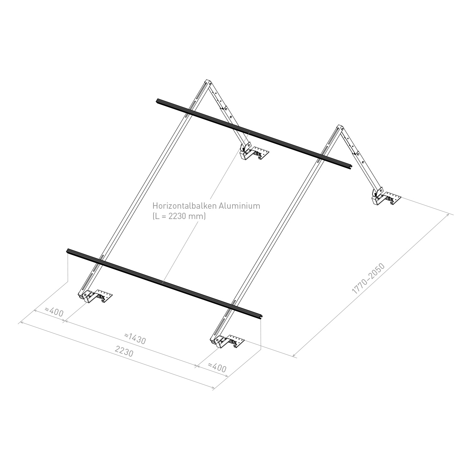 Sunex Standard Schrägdachmontageset 10-25 Grad für 2 Flachkollektoren Basicx 2.0