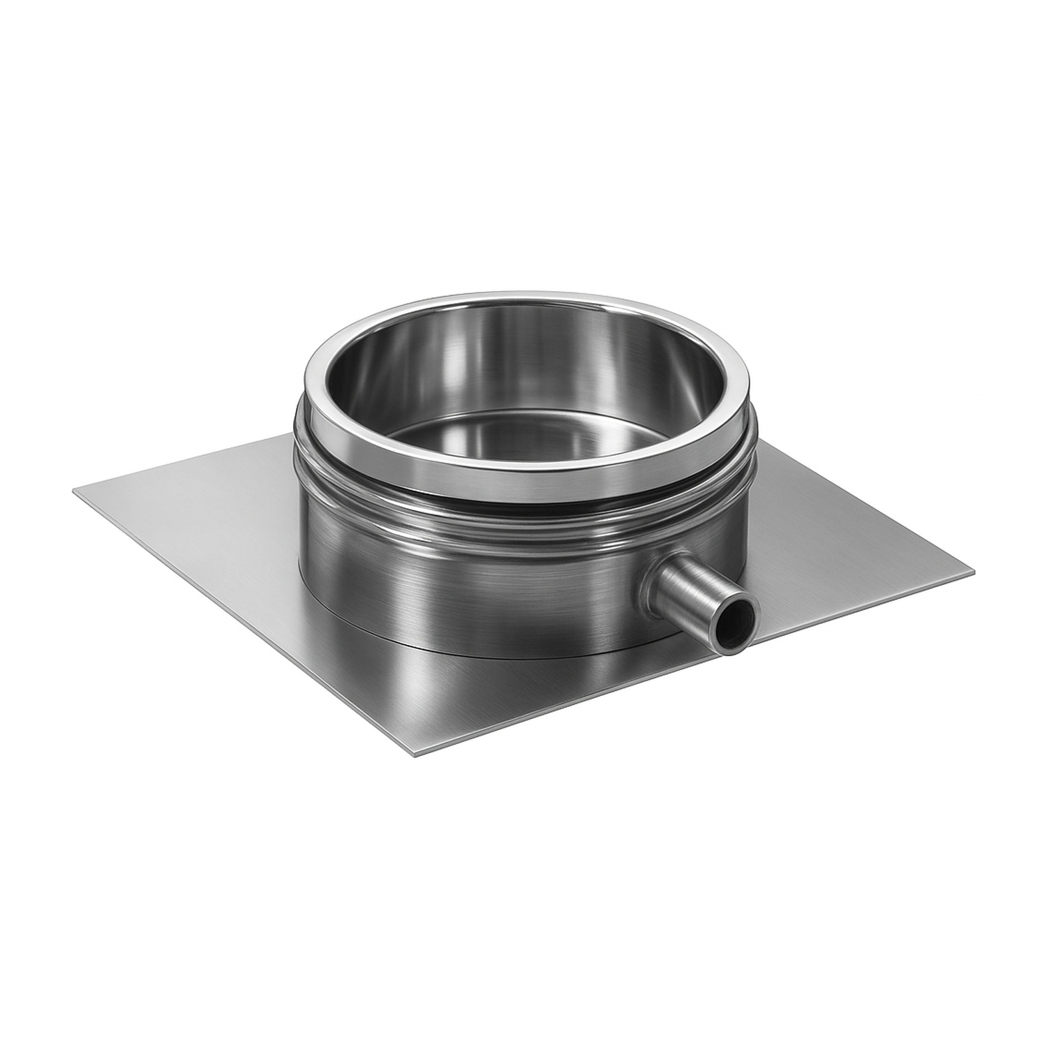 Schiedel ICS Grundplatte Bodenmontage Ø130 mm mit Ablauf seitlich doppelwandig glänzend