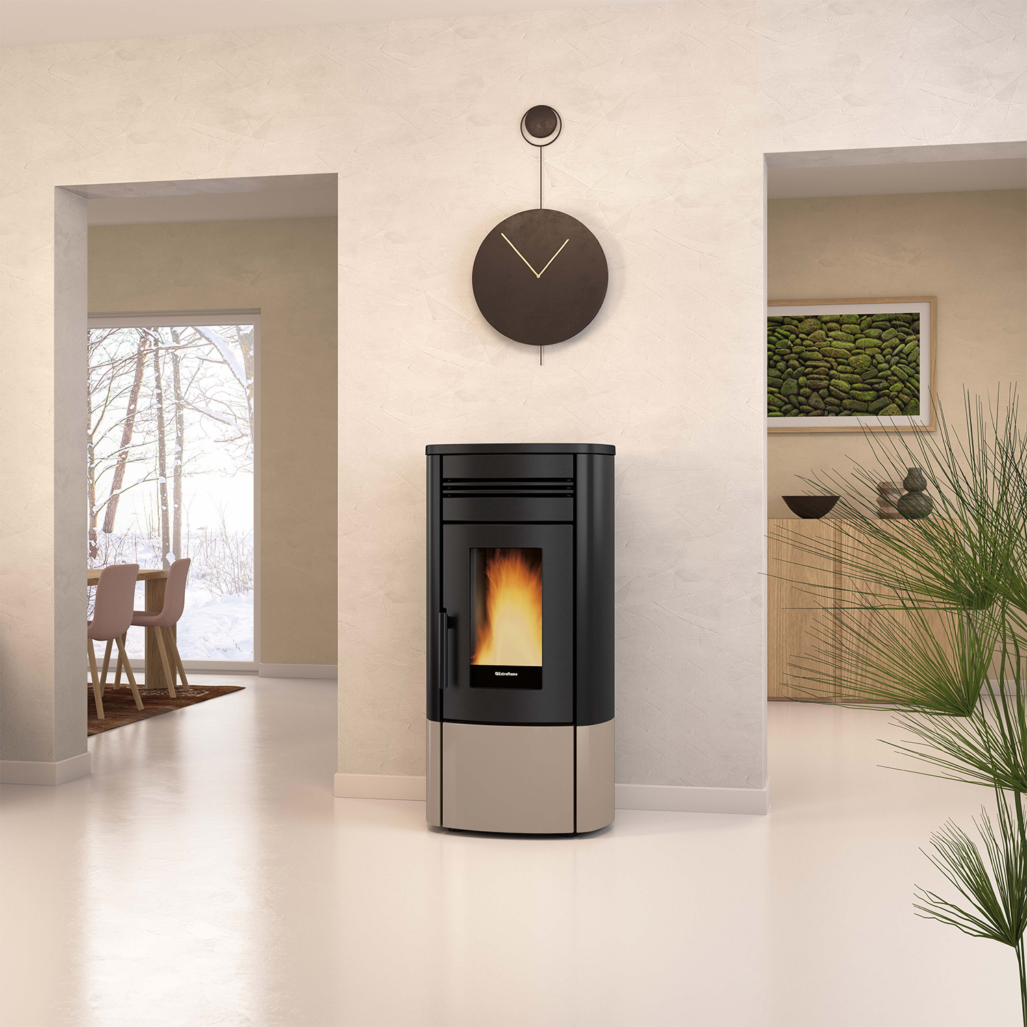Extraflame Evolution Line Noris Plus Pelletofen Stahl Taubengrau