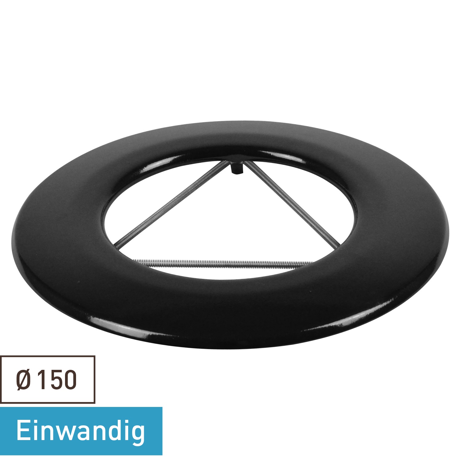 Raik Rauchrohr / Ofenrohr Emaille 150mm - Wandrosette mit Feder Schwarz