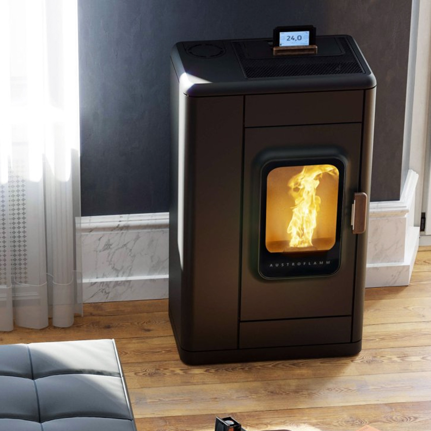 Austroflamm Ruby Pelletofen Keramik Dark Anthracite