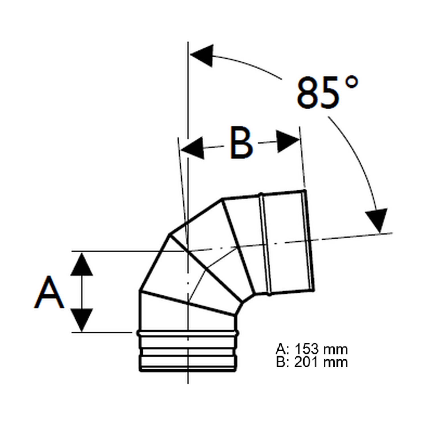 Schiedel PRIMA PLUS Bogen 85° Ø180 mm einwandig matt