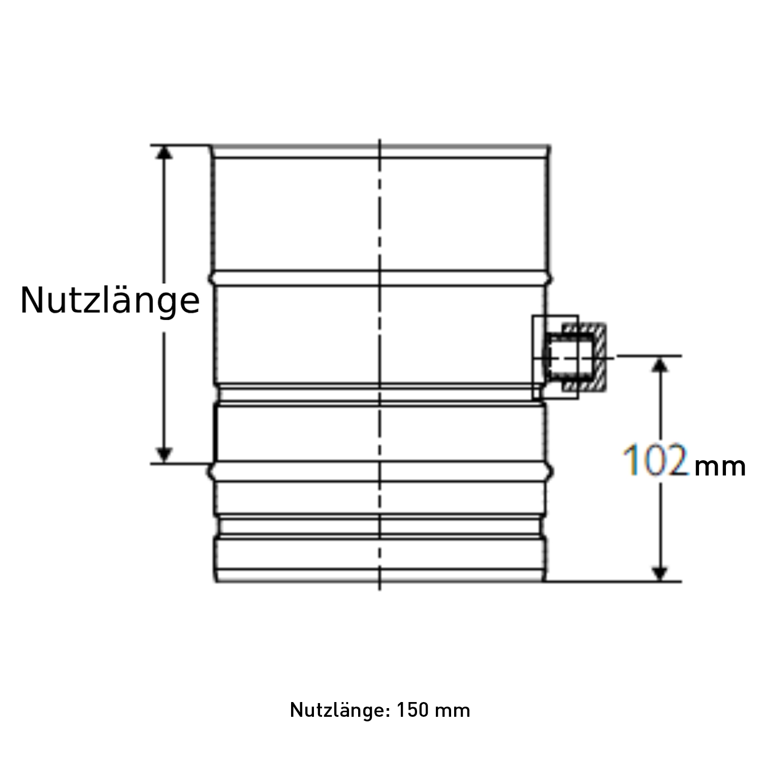 Schiedel PRIMA PLUS Rohrelement 200mm Ø150 mm mit Messöffnung einwandig matt