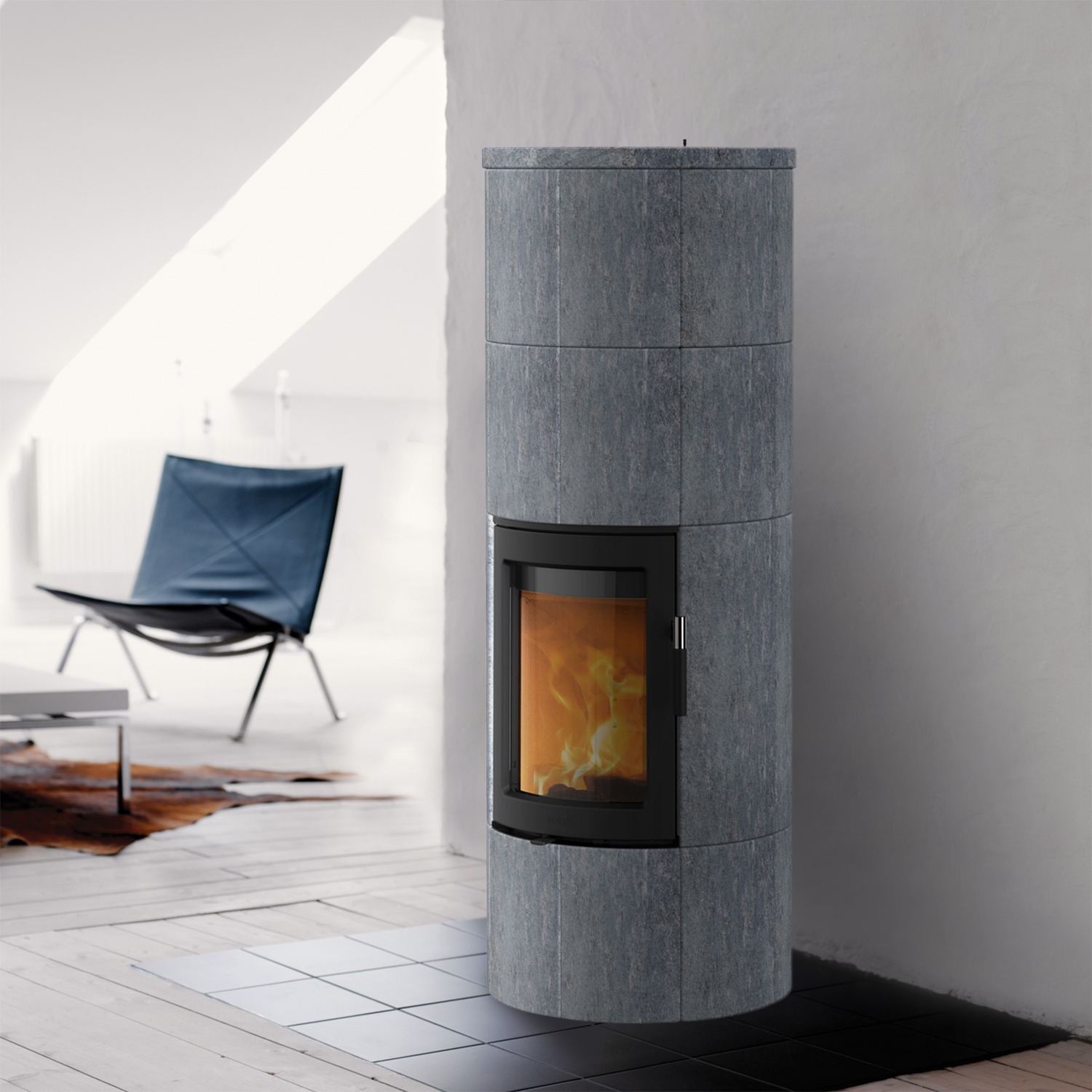 Lotus Maestro 2 Kaminofen Speckstein, Tür Schwarz, Rauchabgang hinten